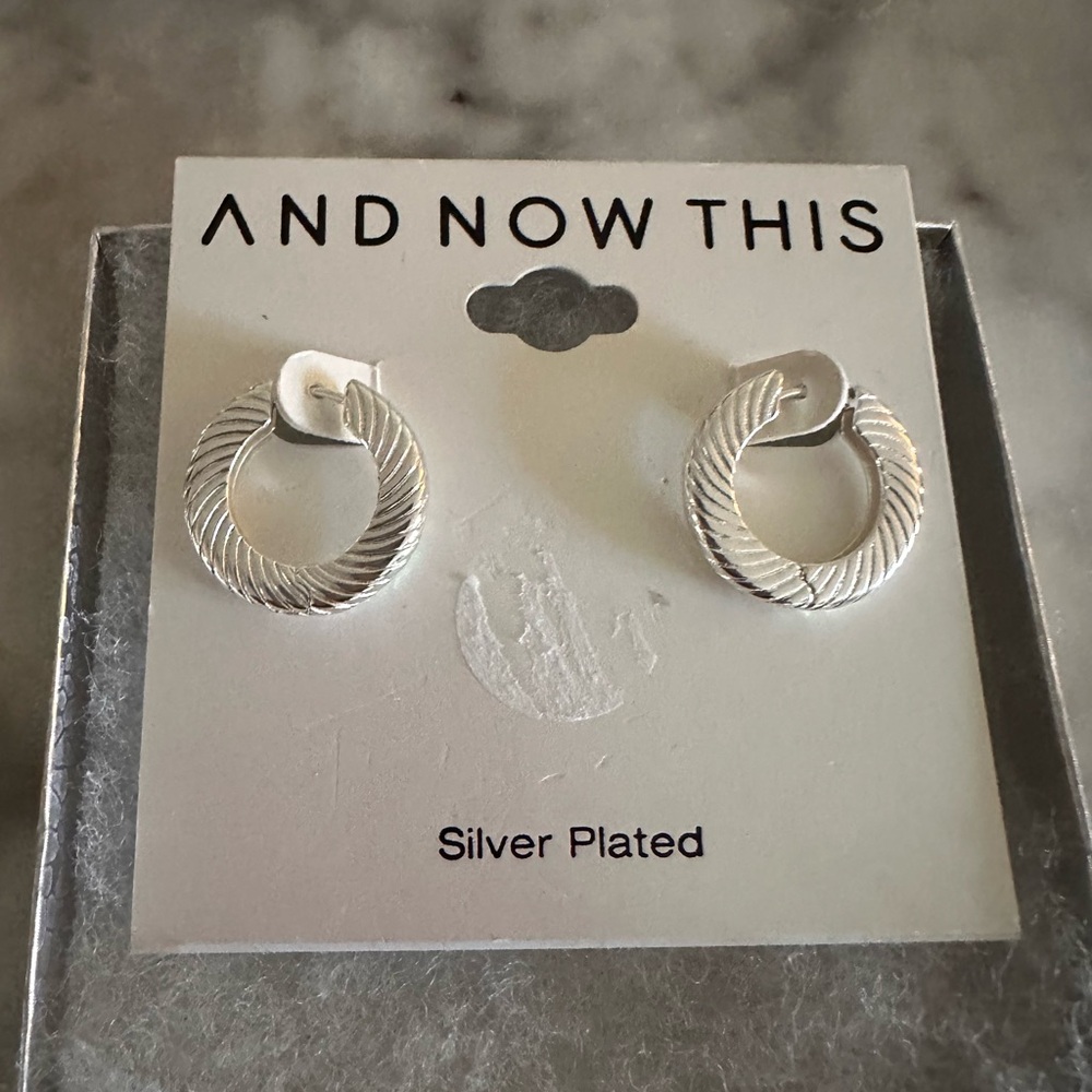 And Now This Silver Plated Twisted Hoop Earrings